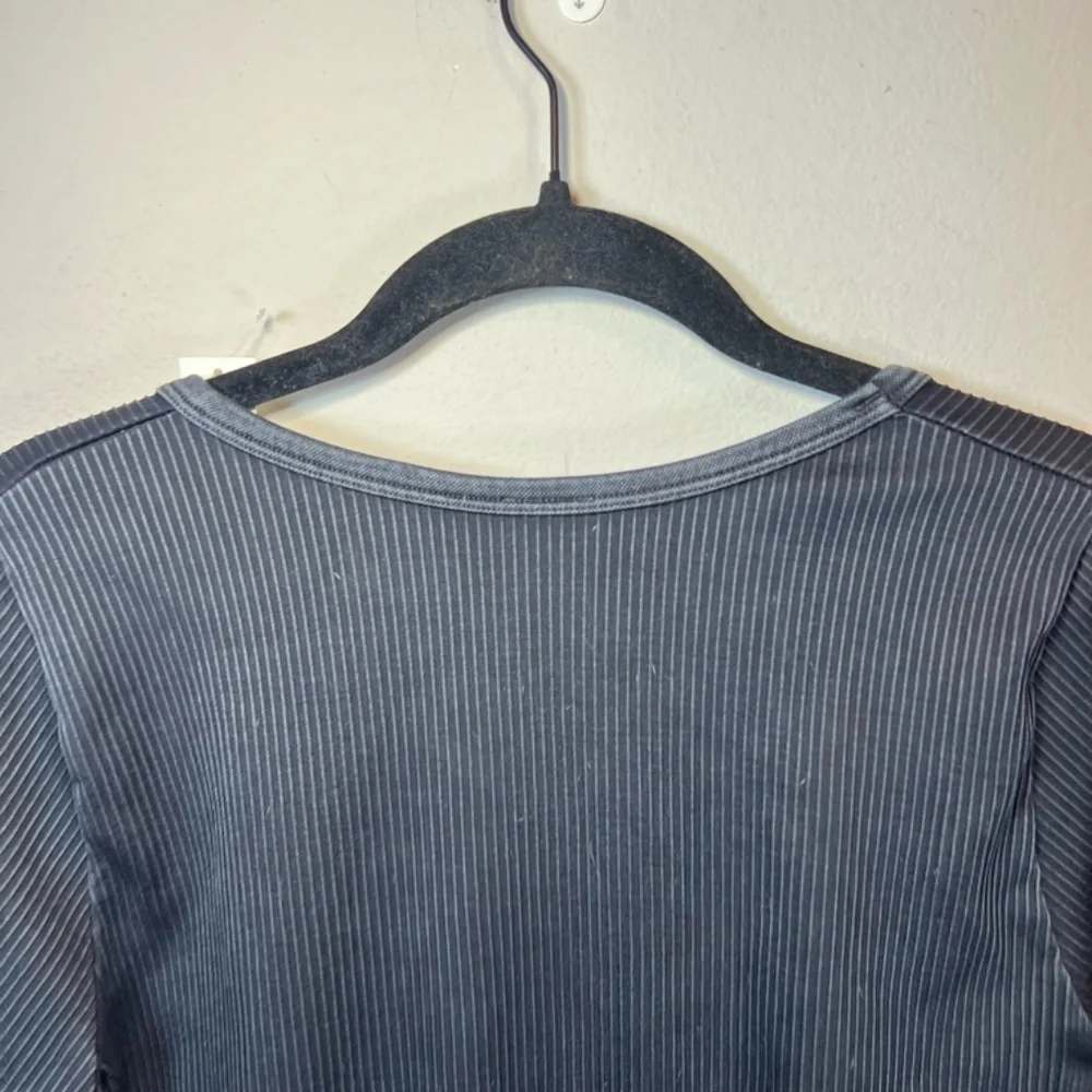 Offline By Aerie Seamless Cable Square Neck Ribbed Top Shirt Black NEW Womens XL - Picture 14 of 15